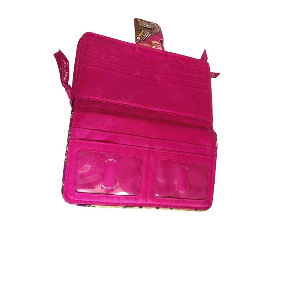 Vera Bradley Turnlock Wallet Pink Purple Paisley Quilted Cotton Floral Organizer - Picture 6 of 9